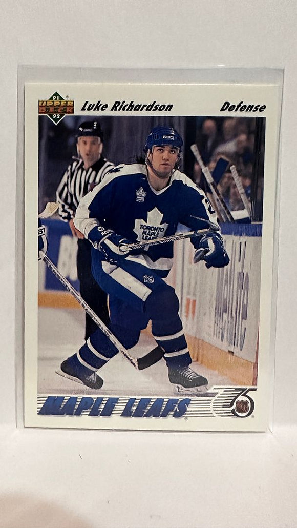 #418 Luke Richardson Toronto Maple Leafs 91-92 Upper Deck Hockey Card