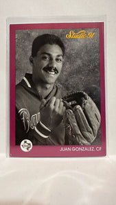 #124 Juan Gonzalez Texas Rangers 1991 Studio Baseball Card