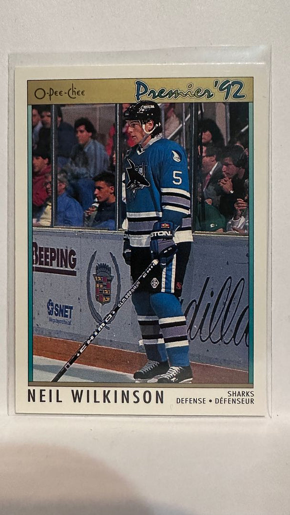 #110 Neil Wilkinson San Jose Sharks 91-92 O-Pee-Chee Premier Hockey Card