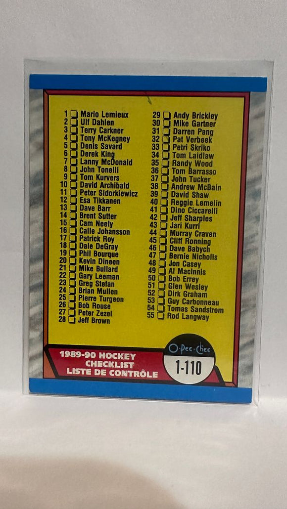 #197 Checklist Checklist 89-90 O-Pee-Chee Hockey Card