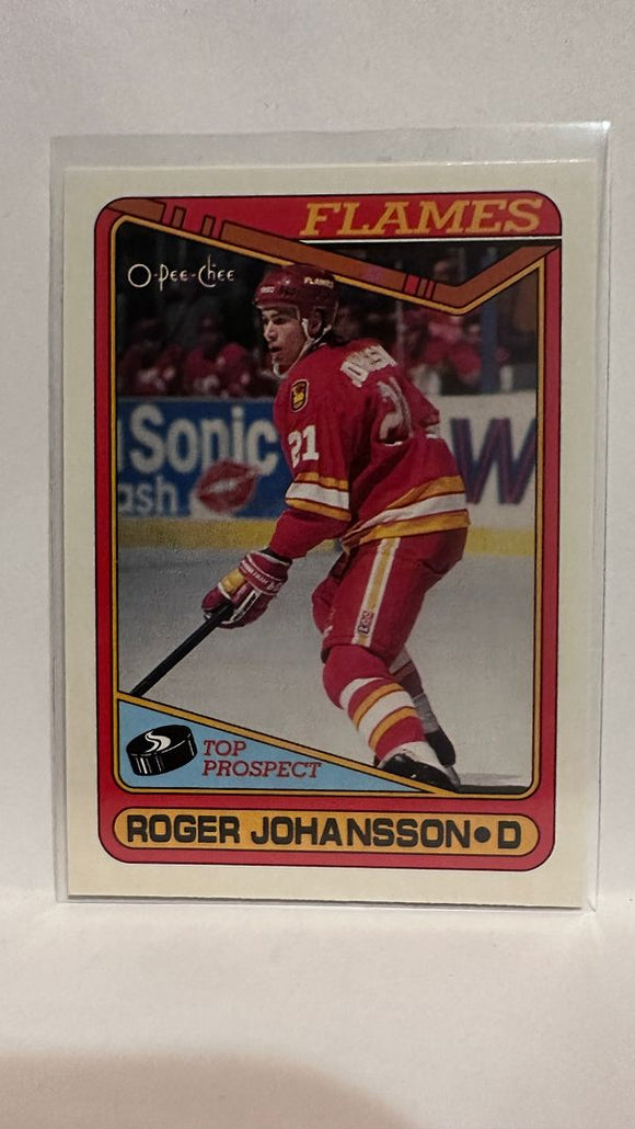 #96 Roger Johansson Top Prospect Calgary Flames 90-91 O-Pee-Chee Hockey Card