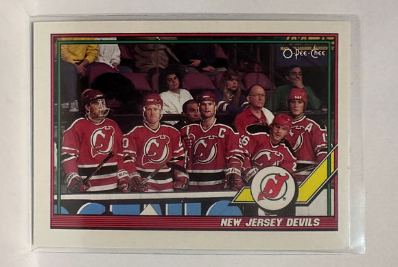 #191 Team Card New Jersey Devils 91-92 O-Pee-Chee Hockey Card