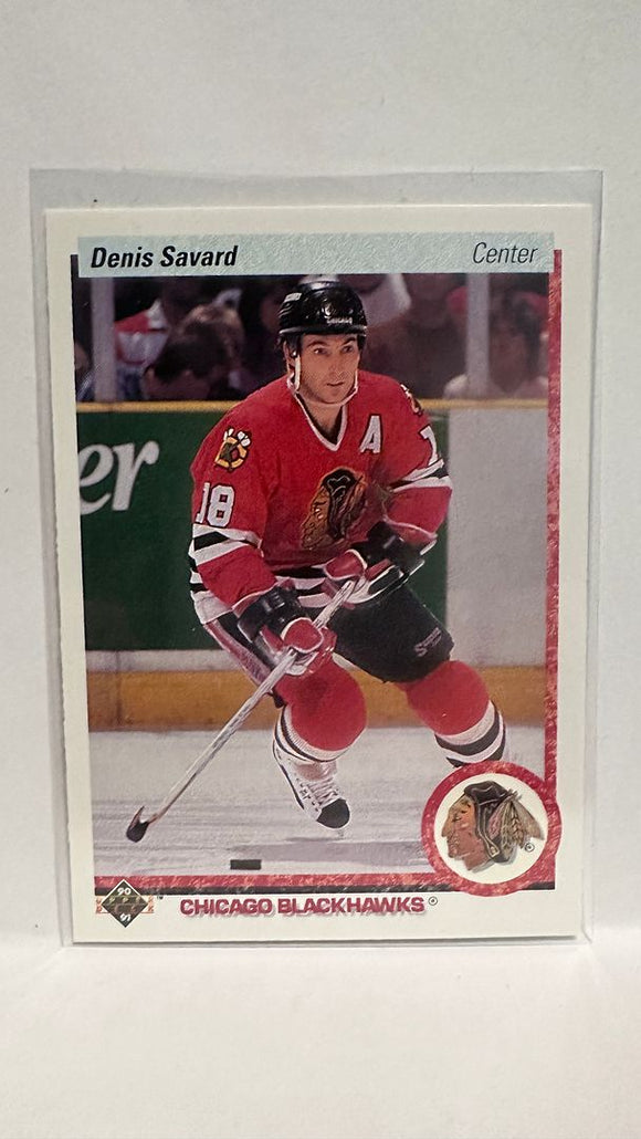 #244 Denis Savard  Chicago Blackhawks 90-91 Upper Deck Hockey Card