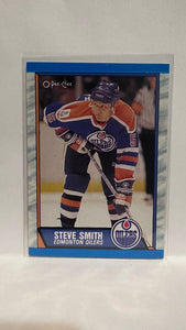 #228 Steve Smith Edmonton Oilers 89-90 O-Pee-Chee Hockey Card