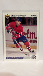 #328 Mathieu Schneider Montreal Canadiens 91-92 Upper Deck Hockey Card