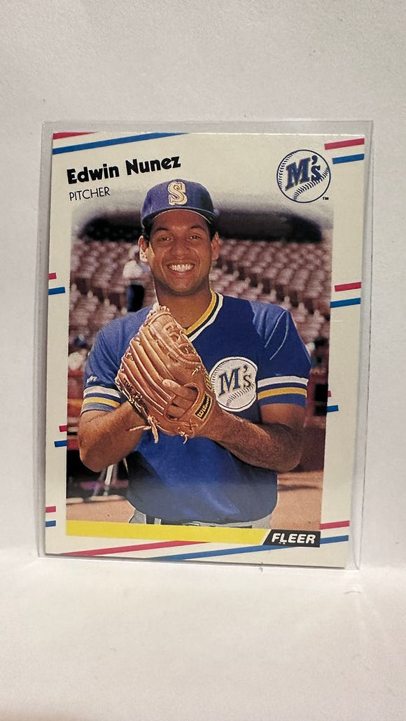 #383 Edwin Nunez Seattle Mariners 1988 Fleer Baseball Card