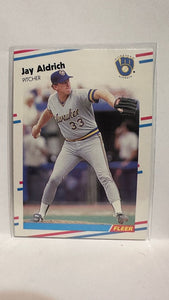 #155 Jay Aldrich Milwaukee Brewers  1988 Fleer Baseball Card