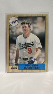 #43 T Mickey Hatcher Los Angeles Dodgers 1987 Topps Baseball Card