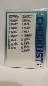 #717 Checklist  1992 Fleer Baseball Card