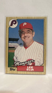 #32T Lee Elia Philadelphia Phillies 1987 Topps Baseball Card