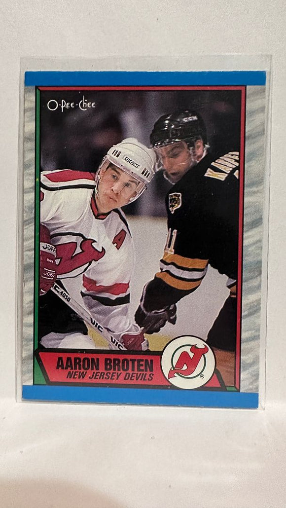 #180 Aaron Broten  New Jersey Devils 89-90 O-Pee-Chee Hockey Card