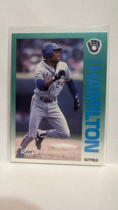 #177 Darryl Hamilton Milwaukee Brewers 1992 Fleer Baseball Card