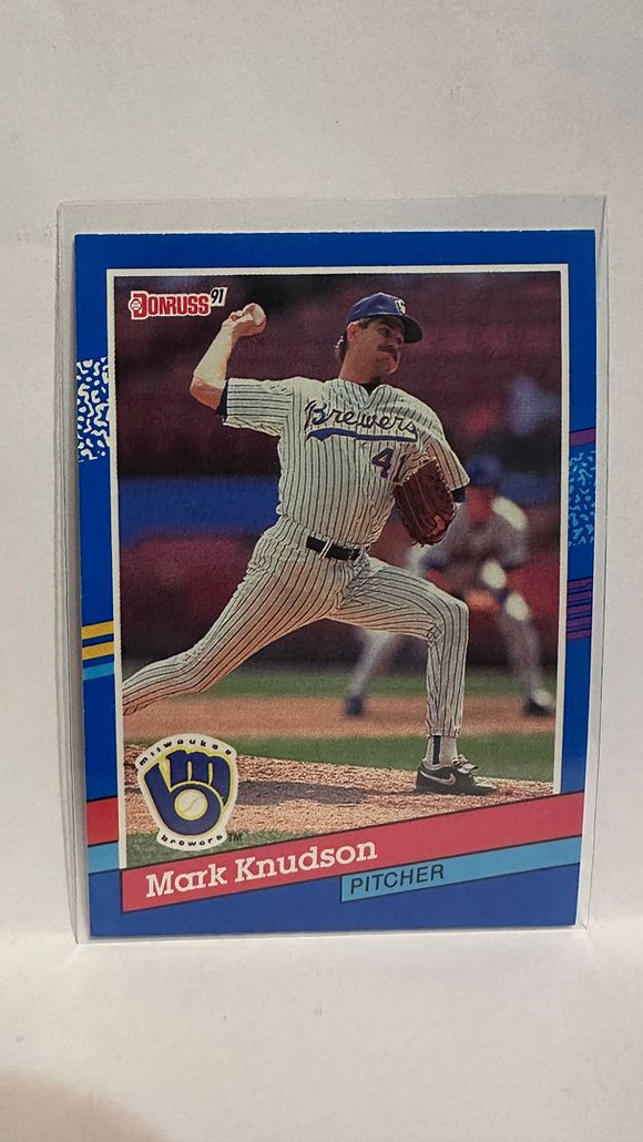 #328 Mark Knudson Milwaukee Brewers 1991 Donruss Baseball Card