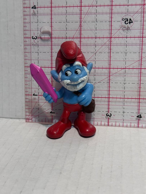 Papa Smurf Holding Pink Crystal ©2013 Peyo Mcdonalds TV Movie Toy