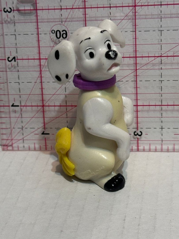 101 Dalmation Puppy Sitting up Yellow Bow Purple Collar Disney Mcdonalds TV Movie Toy