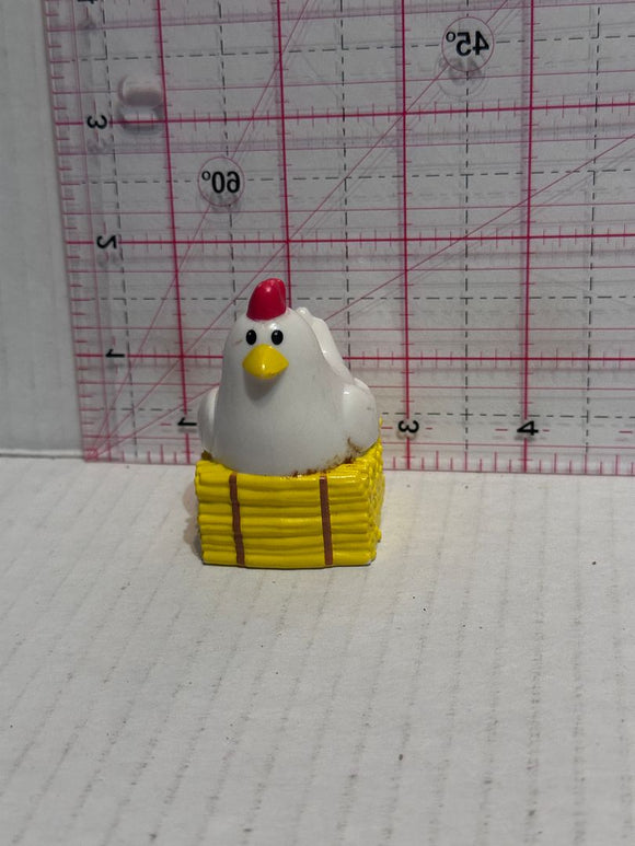 Chicken Hen Sitting on a Straw Bale Little People Fisher Price Action Figure Toy