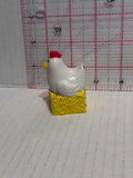 Chicken Hen Sitting on a Straw Bale Little People Fisher Price Action Figure Toy