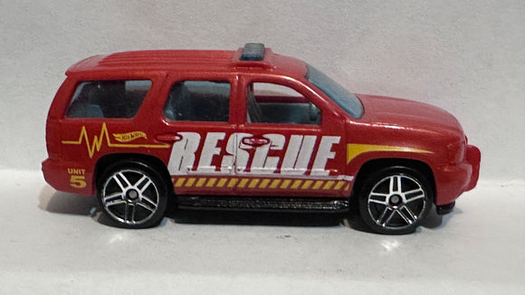 Red Rescue '07 Chevy Tahoe 2007 Hot Wheels Diecast Car