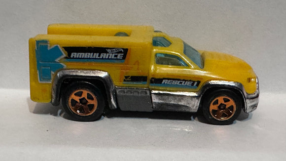 Yellow Ambulance Rescue 1 Duty 2012 Hot Wheels Diecast Car