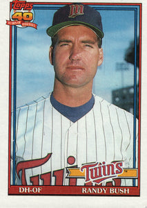 #124 Randy Bush Minnesota Twins 1991 Topps Baseball Card DAO