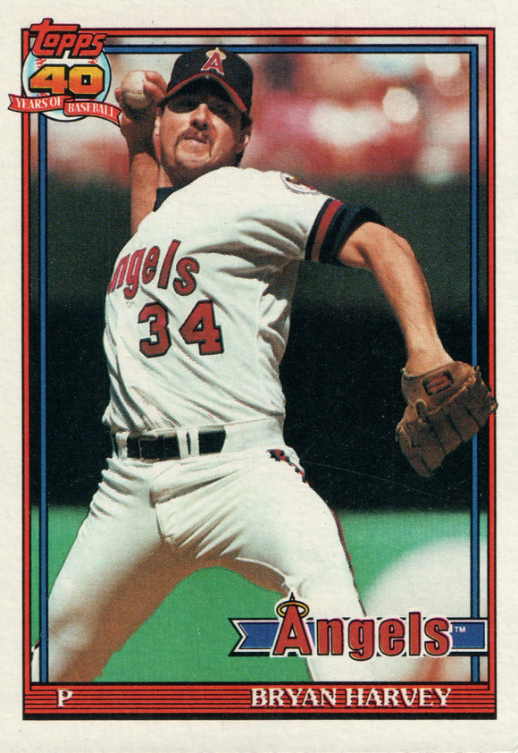 #153 Bryan Harvey Los Angeles Angels  1991 Topps Baseball Card DAP