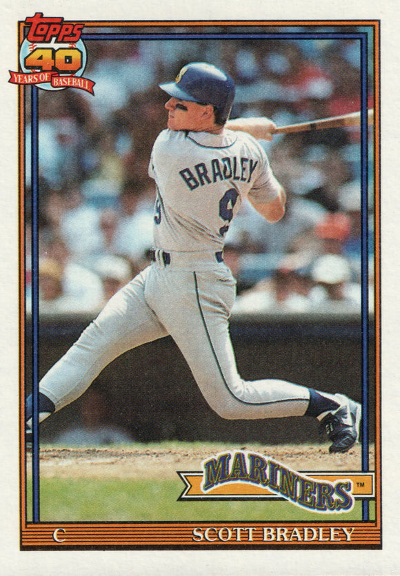 #38 Scott Bradley Seattle Mariners 1991 Topps Baseball Card DAP