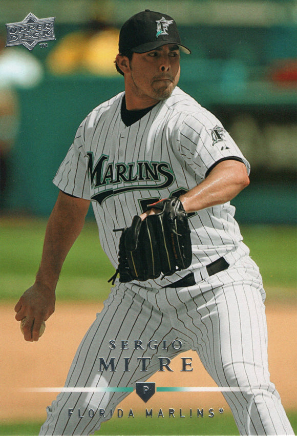 #141 Sergio Mitre Florida Marlins 2008 Upper Deck Series 1 Baseball Card FAJ