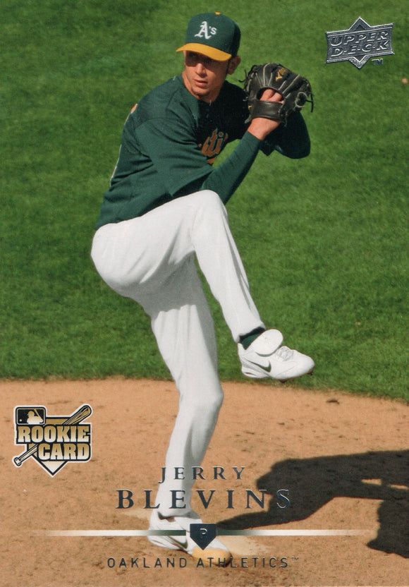 #306 Jerry Blevins Rookie Oakland Athletics 2008 Upper Deck Series 1 Baseball Card FAJ