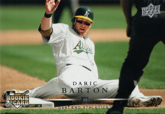 #305 Daric Barton Rookie  Oakland Athletics 2008 Upper Deck Series 1 Baseball Card FAJ