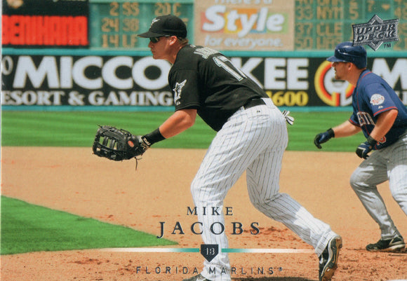 #148 Mike Jacobs Florida Marlins 2008 Upper Deck Series 1 Baseball Card FAJ