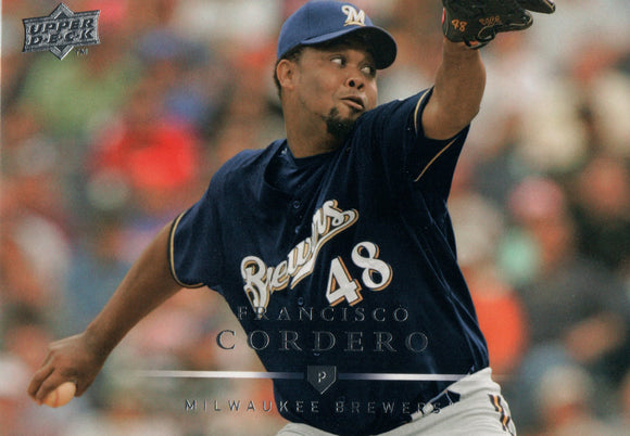 #54 Francisco Cordero Milwaukee Brewers 2008 Upper Deck Series 1 Baseball Card FAK
