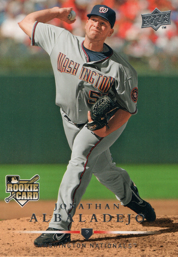 #301 Jonathan Albaladejo Rookie Washington Nationals 2008 Upper Deck Series 1 Baseball Card FAL