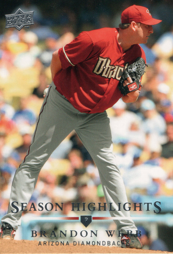 #382 Brandon Webb Arizona Diamondbacks 2008 Upper Deck Series 1 Baseball Card FAL