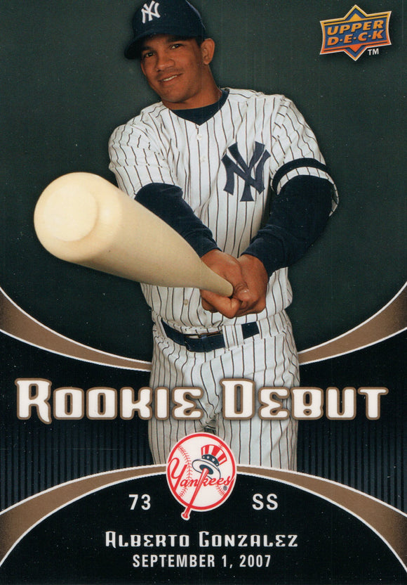 #18 Alberto Gonzzalez Rookie Debut New York Yankees 2008 Upper Deck Series 1 Baseball Card FAL