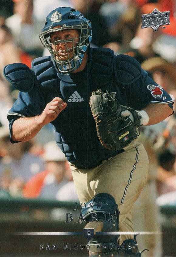 #186 Josh Bard San Diego Padres 2008 Upper Deck Series 1 Baseball Card FAM