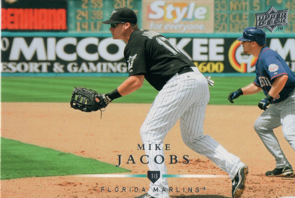 #148 Mike Jacobs Florida Marlins 2008 Upper Deck Series 1 Baseball Card FAN