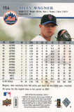#154 Billy Wagner New York Mets 2008 Upper Deck Series 1 Baseball Card FAN