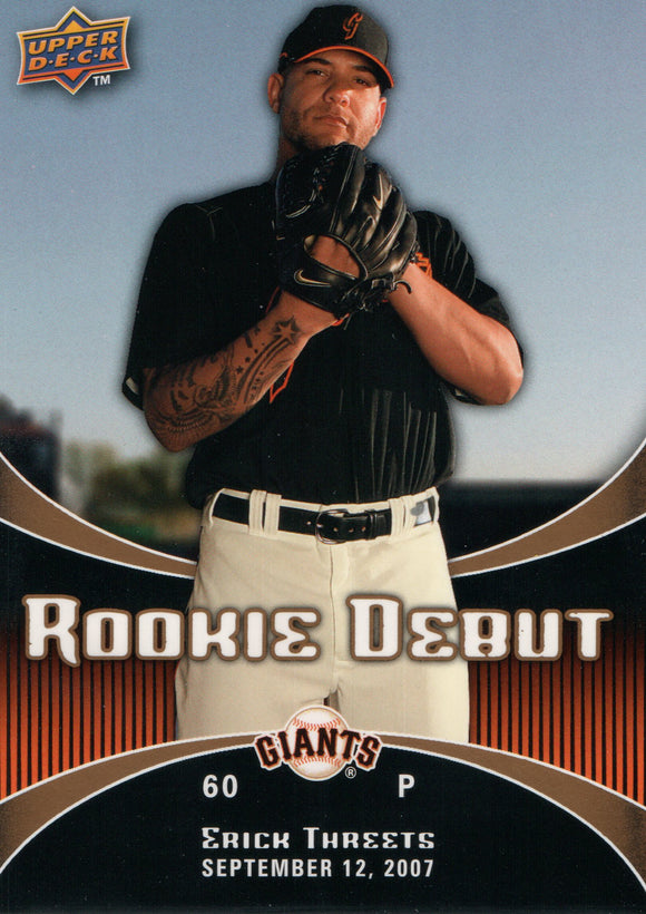 #25 Erick Threets Rookie Debut San Francisco Giants 2008 Upper Deck Series 1 Baseball Card FAQ