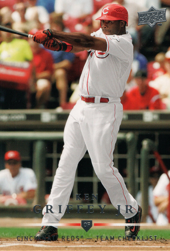 #374 Ken Griffy Jr. Team Checklist Cincinnati Reds 2008 Upper Deck Series 1 Baseball Card FAR