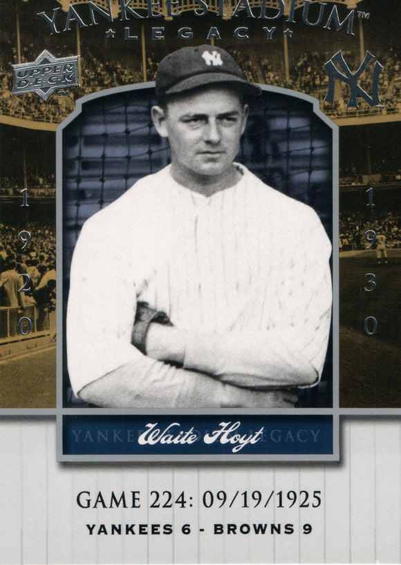 YSL224 Waite Hoyt New York Yankees 2008 Upper Deck Series 1 Baseball Card FAR