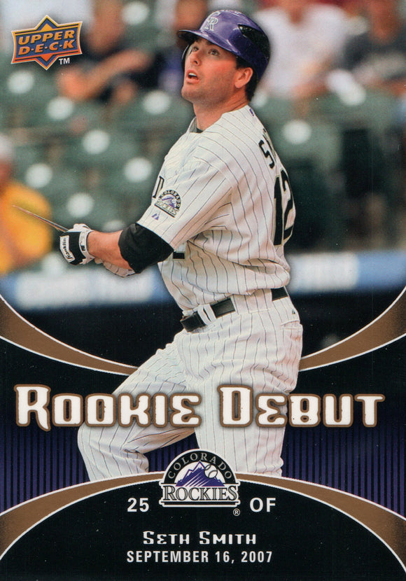 #8 Seth Smith Rookie Debut Colorado Rockies 2008 Upper Deck Series 1 Baseball Card FAR