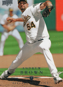 #25 Andrew Brown Oakland Athletics 2008 Upper Deck Series 1 Baseball Card FAT
