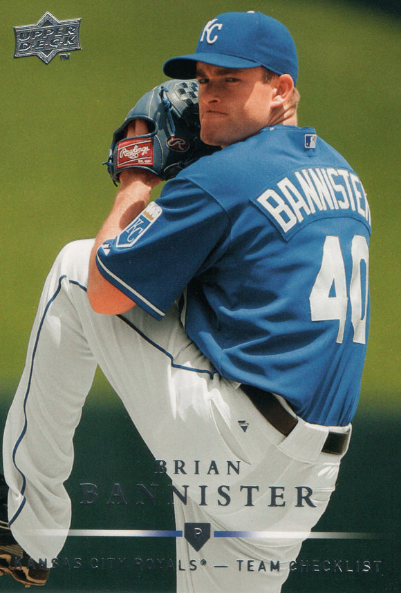#376 Brian Bannister Team Checklist Kanas City Royals 2008 Upper Deck Series 1 Baseball Card FAT