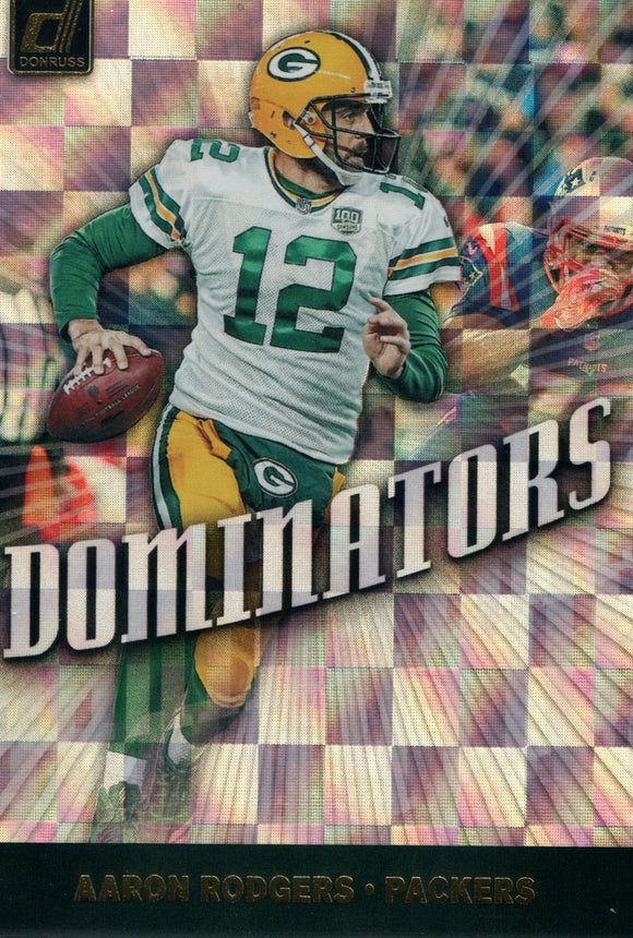 DOM-26 Aaron Rodgers The Dominators Green Bay Packers 2019 Donruss Football  Card