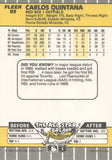 #95 Carlos Quintana Boston Red Sox 1989 Fleer Baseball Card OF