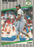 #9 Ron Hassey Oakland Athletics  1989 Fleer Baseball Card OG