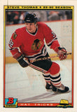 #13 of 22 Steve Thomas Hat Trick Chicago Blackhawks 1990-91 Bowman Hockey Card OH