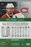 #123 Shea Weber Montreal Canadiens 2017-18 Parkhurst Hockey Card OH