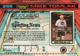 #266 Mike Tomlak Hartford Whalers 1990-91 Topps Stadium Club Hockey Card OO