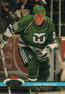 #266 Mike Tomlak Hartford Whalers 1990-91 Topps Stadium Club Hockey Card OO